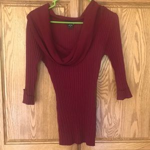 Fitted figure flattering cowl red sweater